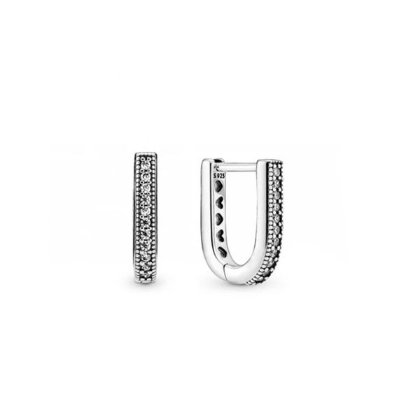 Memnon Jewellery Autentico orecchini a cerchio a forma di U in argento sterling 925 Fit Orecchini gioielli stile Pandora europeo per le donne 299488C01