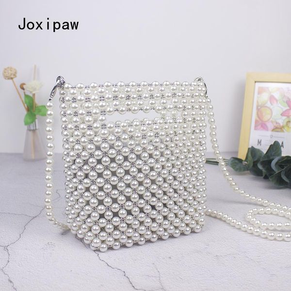 

evening bags brand designer handbags handmade beaded retro pearl bag woven mini female diagonal mobile phone clutch