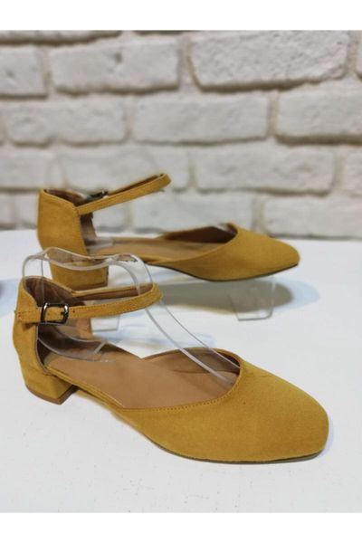 

sandals yellow suede closed toe and back heel 3 cm, Black