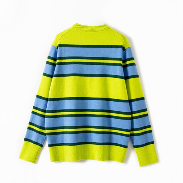 

2021 stripes sweater women loose o-neck autumn winter new jumpers kxr6, White;black