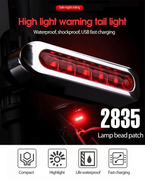 

bike lights led tail lamp 4 mode bicycle cycling warning light rechargeable usb safety taillight waterproof mtb back