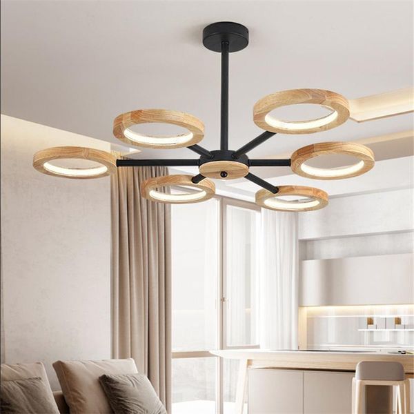 

pendant lamps diner room living wooden chandelier creative simple solid wood ring el lamp lobby fashion ac