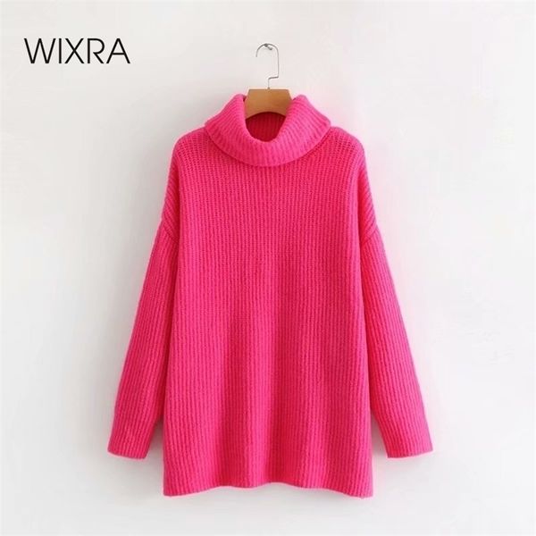 

wixra women turtleneck sweater female solid loose pullovers soft warm jumper candy color oversized autumn winter 211022, White;black