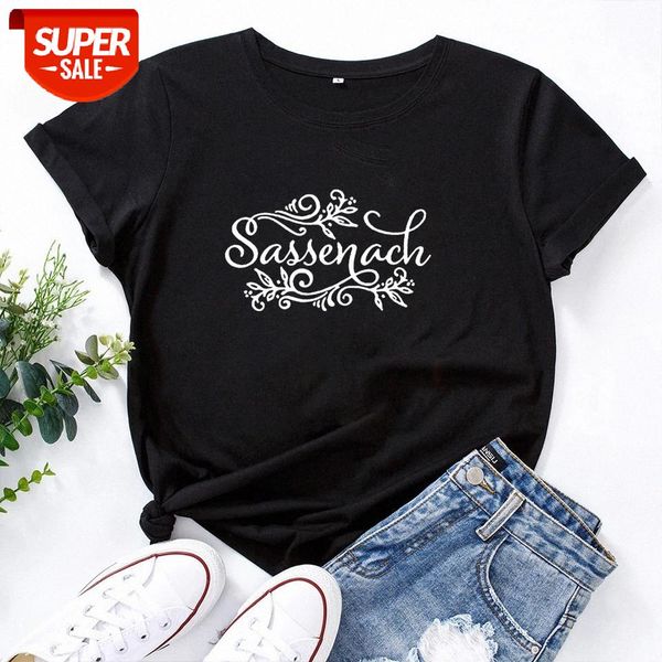 

sunfiz YF Sassenach Printed Tee Shirt Femme Summer Short Sleeve O-neck T Shirts Women Cotton Loose Tops Black White Women Tee #9B3C