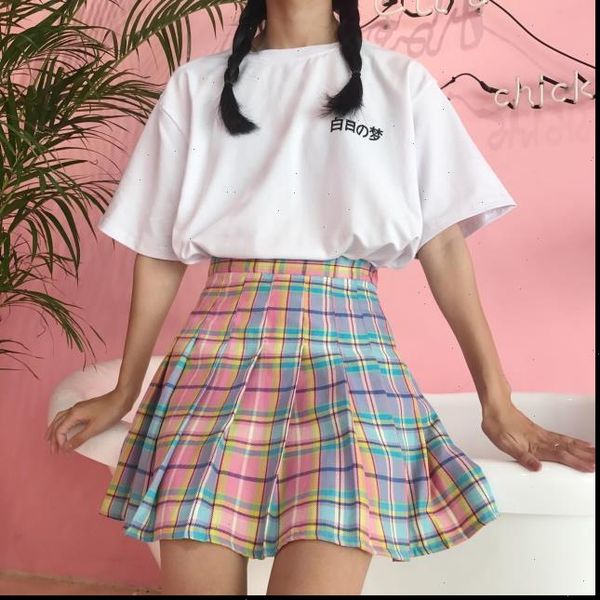 

harajuku women skirt preppy style pleat skirts mini candy color school uniforms pu leather ladies jupe kawaii skirt 4dq9589, Black