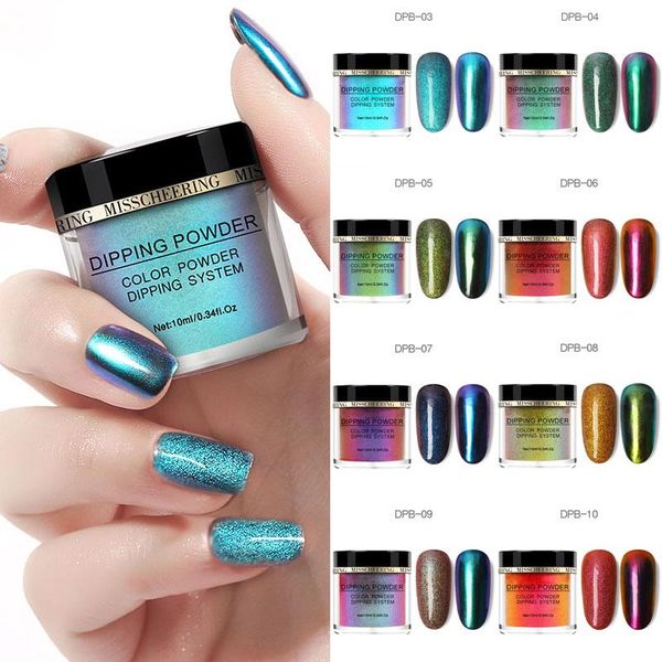 

nail glitter decoration dipping powder dust natural dry mirror effect chameleon color uv gel polish design, Silver;gold