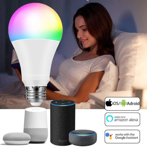 

bulbs wifi 9w rgb lighting siri voice control bulb accessories color changing decoration 1pc e26 e27 smart light