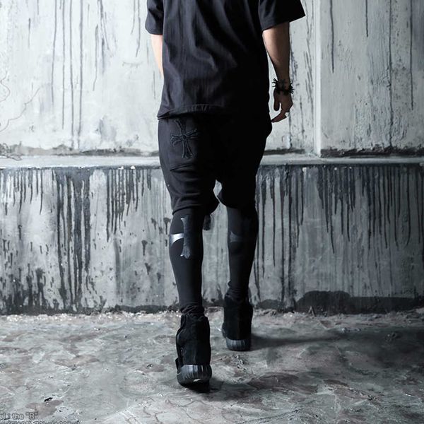 

classic men's big fashion cross korean crotch crosin harlan casual pants, White;black