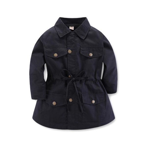 

coat childrens clothing baby girls jacket 2021 autumn soild color laple for fashion casual windproof windbreaker, Blue;gray