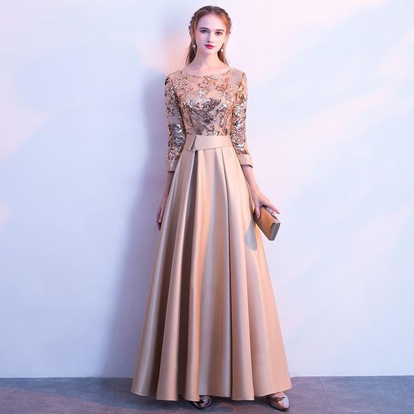 Abendkleider Elegante Goldene Pailletten Kleid Lange Prom Party Kleid Formale Frauen Vestidos De Noche Robe Soiree
