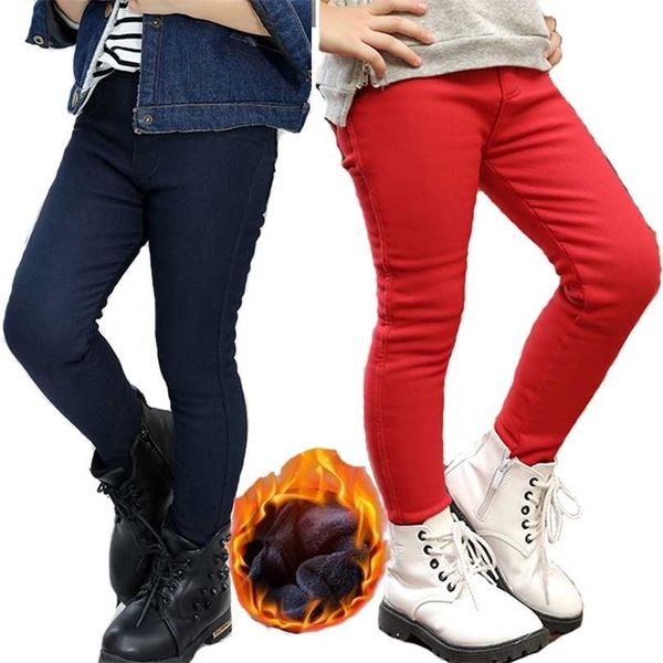 Дети зимние брюки для девушек леггинсы конфеты цвет девушка теплый длинный год велюру толстые детские брюки подростки 211103