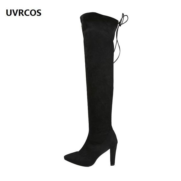 

boots female stretch with high point of fund 2021 autumn winters knee-high british wind, Black