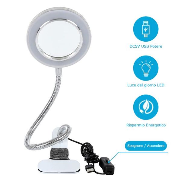 

table lamp with eight times magnifying glass leds usb eye protection learning multi-function clip-on desk lamp night light