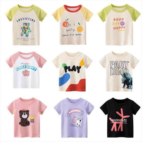 

kids boys t shirt girls cartoon baby cotton tees summer clothes toddler fashion shirts children print clothing, Blue