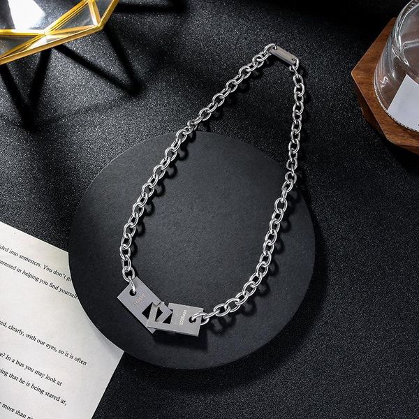 

chains punk lock choker necklace pendant women collar statement brand color chunky thick chain steampunk men, Silver
