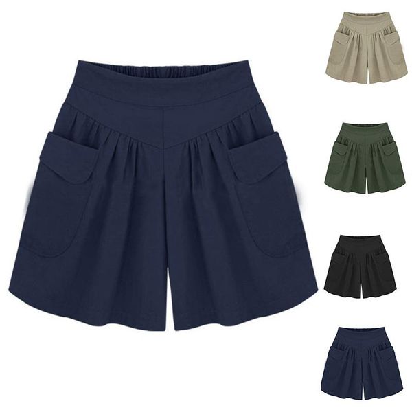 

women's shorts plus size for women 4xl black blue green summer high waisted flare big woman casual short femme, White;black