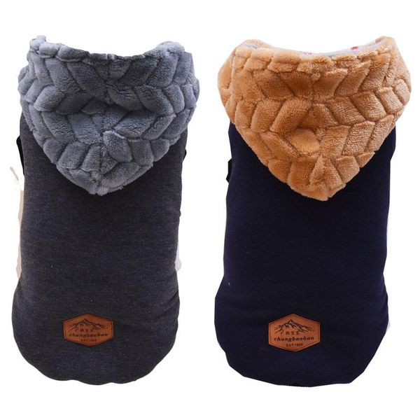 

dog apparel clothes navy blue/gray winter warm jacket for small medium dogs s-2xl pet fleece hooded coat clothing #4