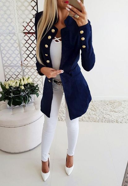 

women's jackets spring winter women single breasted solid jacket female long coat office overall lady fashion botton sleeve outerwear, Black;brown