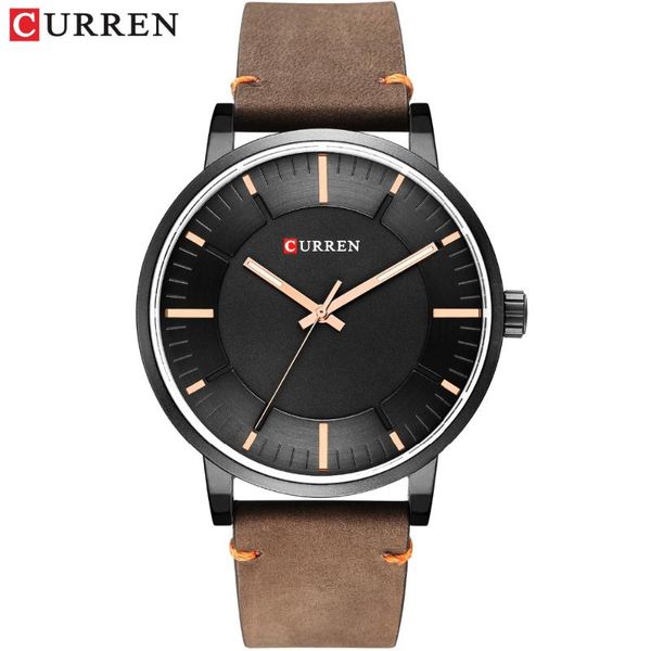 

wristwatches curren unique design mens watches waterproof analogue quartz wrist watch men leather sport casual reloj hombre, Slivery;brown