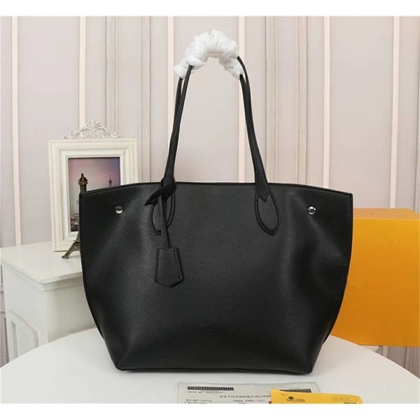 

2021 new fashion designer design calfskin ladies shoulder bag handbag large size price discount factory direct sales welcome order, Black