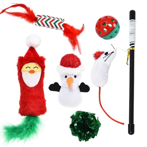 

cat toys 6pcs/set cats funny mouse gift feather toy set for small kitten pet supplies