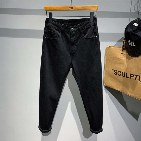

2020 spring and autumn black jeans men's fashion brand stretch slim legged long handsome casual pantswinter, Blue