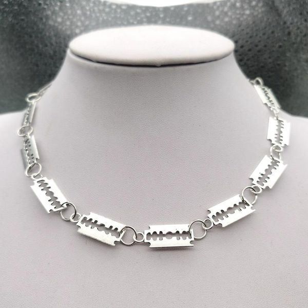 

chokers 2021 gothic hip-hop small bladenecklace women indie barbed blade neck chain collar choker egirl grunge goblincore jewelry, Golden;silver