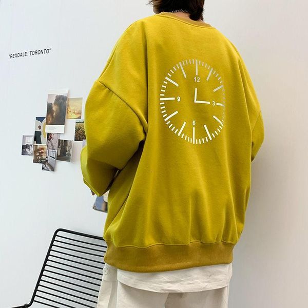 

spring and autumn new youth popular loose large size simple reflective printed sweatshirt fashion casual round neck pullover, Black