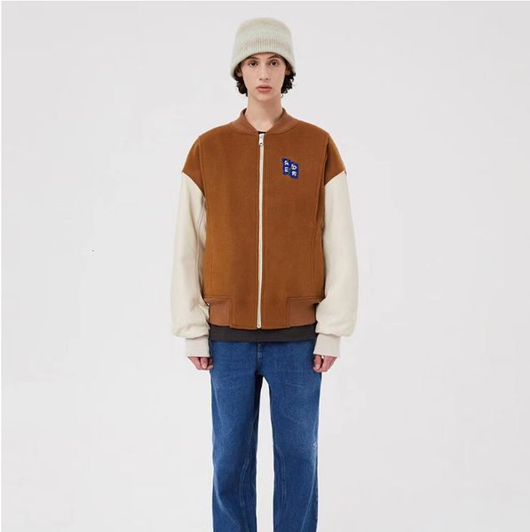 

2021aw letter split embroidered ader male female wool jacket 6th anniversary stick on jackets gr81, White;black