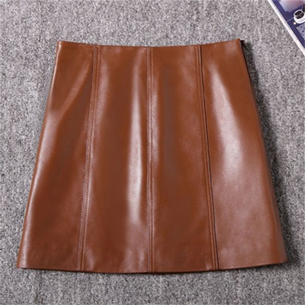 

2021 new fashion genuine royal sheep leather skirt j18 28cn, Black