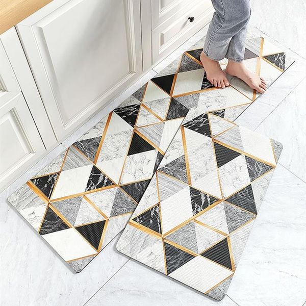 

carpets pvc kitchen anti-slip mat floor rugs living room pu leather for home doormat hallway pad