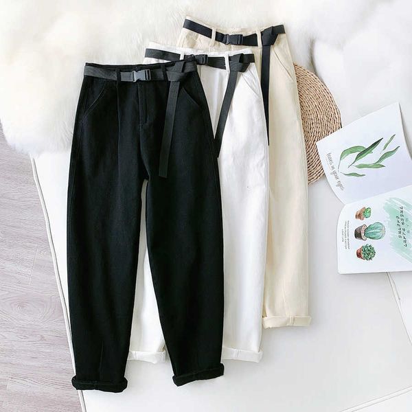 

women's pants & capris black suit pants woman high waist sashes pockets office ladies fashion middle aged pink yellow jn6p, Black;white