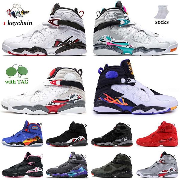 

wholesale athletic jumpman 8 basketball shoes 8s sneakers south beach three peat bug bunny playoff ovo white aqua black off mens women high