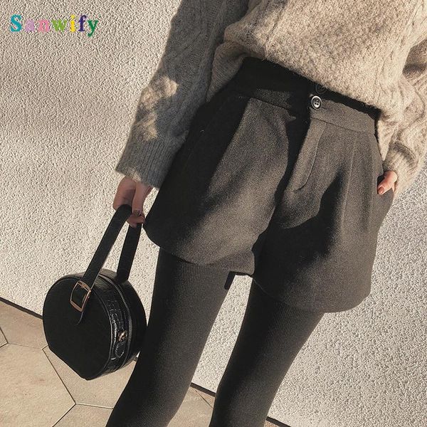 

new autumn fashion women shorts high waist casual women short pants wide leg pants, White;black