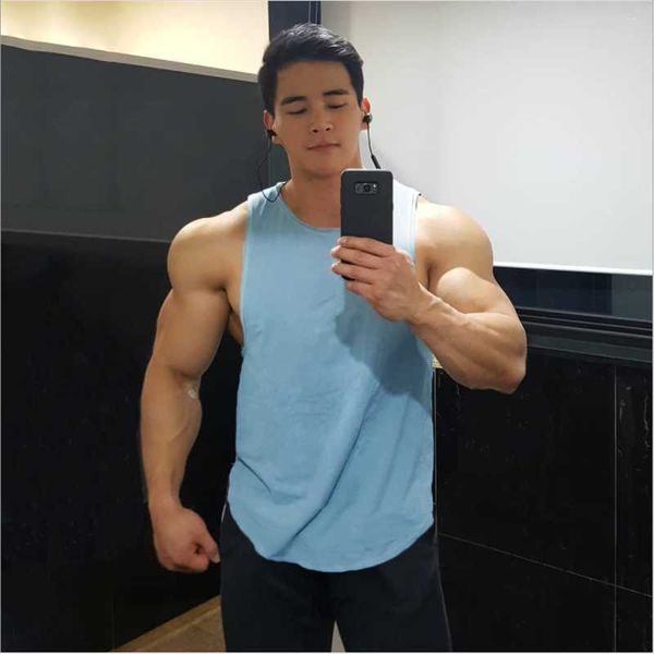 

men' tank cotton men bodybuilding singlet sleeveless slim fit vest, White;black