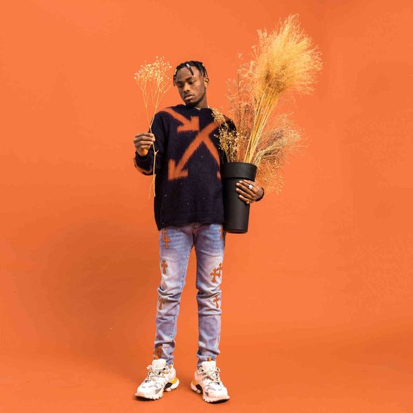 

am high street tide brand washing water making old dirty color graffiti cross sticking leather punk slim fit jeans men, Blue