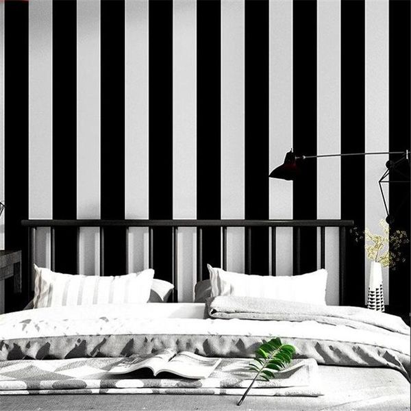 

shuhiko vertical stripes wallpaper modern minimalist style black and white black silver gray nordic fashion tv background wall