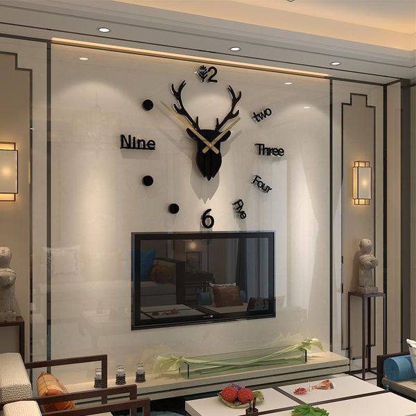 

wall clocks meisd self adhesive diy stickers clock large modern deer designer watch in black home decor big horloge
