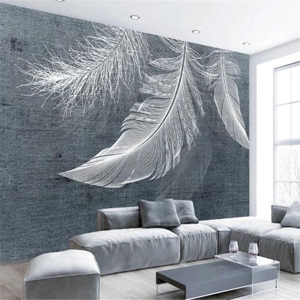 

wallpapers milofi custom modern minimalist nordic style wallpaper mural white feather texture tv background