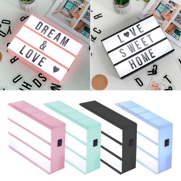 

a6 size led combination night light box lamp diy black letters cards battery cinema lightbox