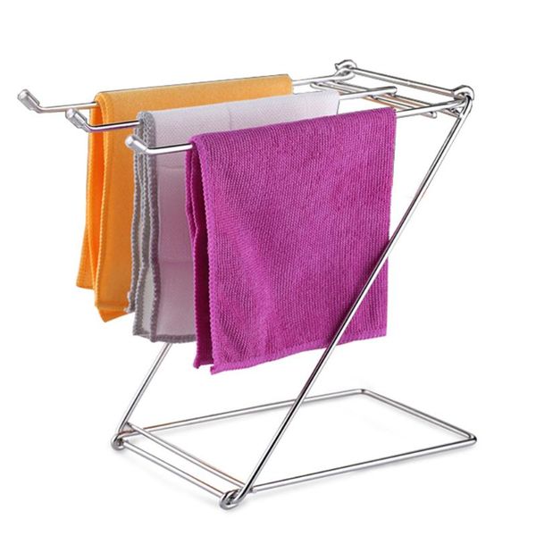 

foldable space saving daily life rustproof kitchen towel rack rags holder table stable home standing stainless steel racks