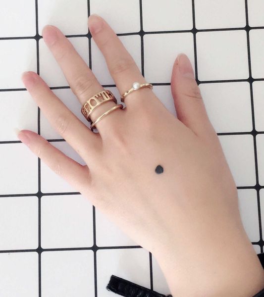 

jewelry metal texture 3-piece of hollow letter mixed color set ring f0204, Silver