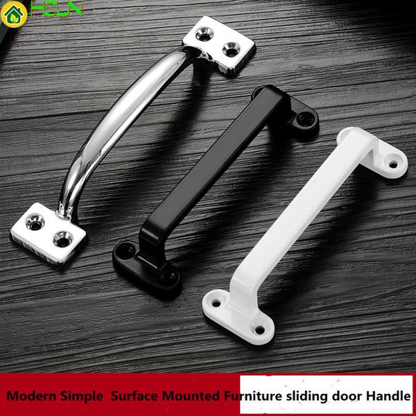 

130mm 106mm modern simple surface mounted wooden sliding door handle white black silver kitchen cabinet wardrobe cupboard pull