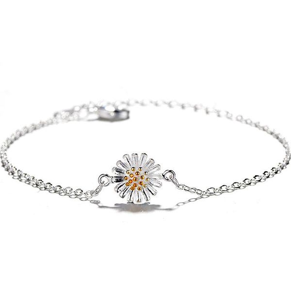 

charm bracelets sunny daisy flower minimalist style silver plated bracelet fashion luxury jewelry adjuestable bangle for women gift, Golden;silver