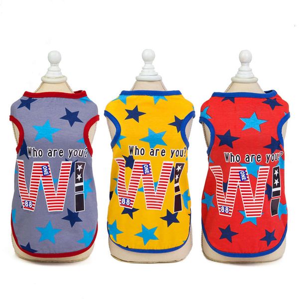 

spring and new teddy dog pet clothing summer thin 21 five pointed star vt