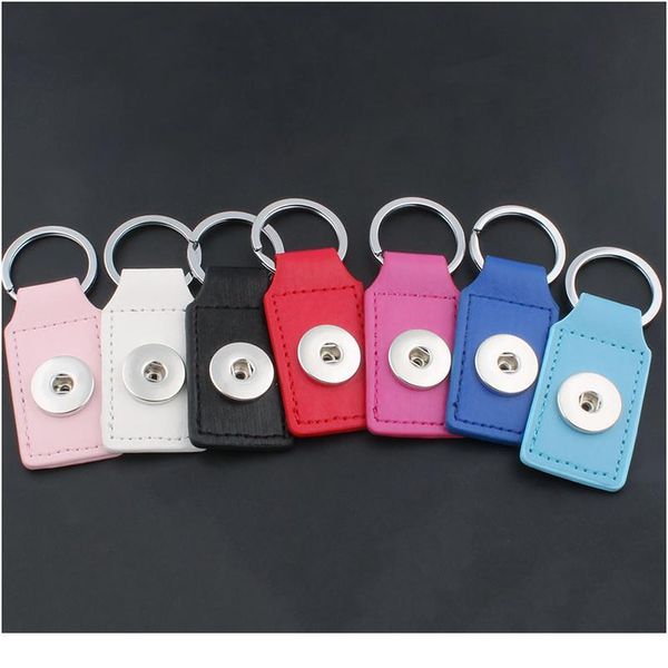 

8 color snap key chain for keyring women pu leather keychain bag pendant fit 18/20mm button snap jewel jlltbd