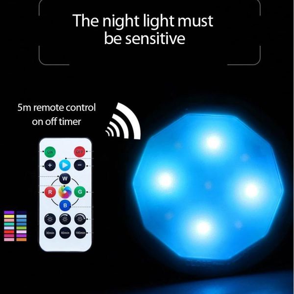

new black/white 5v abs usb dimmable rgb round night light led remote control bedroom indoor lighting home accessories wall lamps