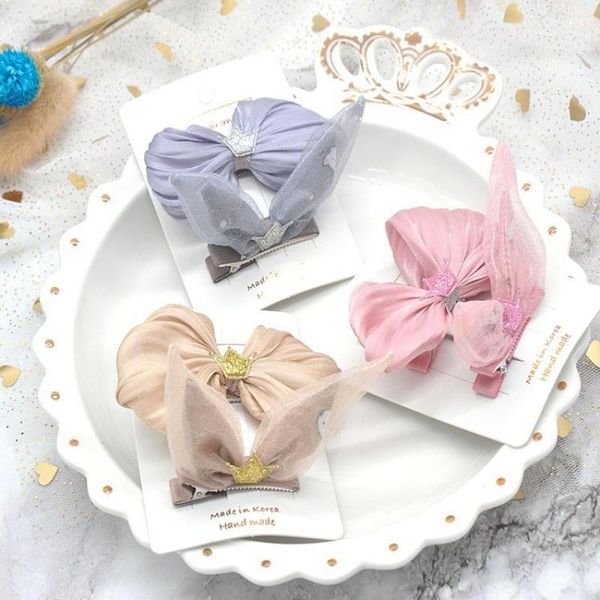 

hair accessories children's bowknots girls ears hairpins little baby side clips, Slivery;white