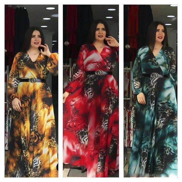 

ethnic clothing elegant chiffon dress print abaya african dashiki gowns cardigan kimono muslim long robe mubarak vestidos eid ramadan islami, Red