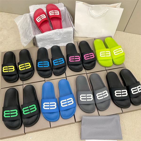 

2021 paris ladies luxury designer sandals three-dimensional letter luminous reflective slippers women flat mens shoes outdoor beach quality, Black